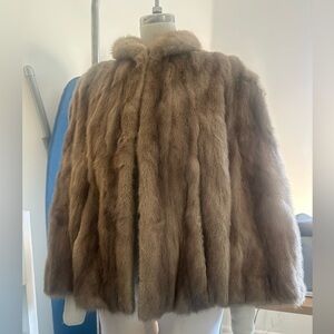 Ethical Vintage Champagne Mink Jacket/Capelet/Poncho Hybrid with Pockets